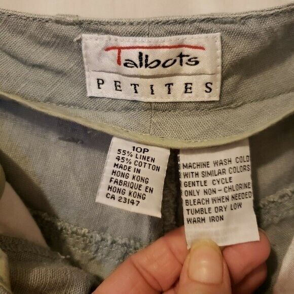 Talbots Womens Size 10P Green  Solid Chino Slack Pants - Picture 3 of 11